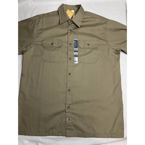 NWT Carhartt Shirt Mens XL Khaki Twill Button Up Long Sleeve Chest Pockets Work - Picture 4 of 10
